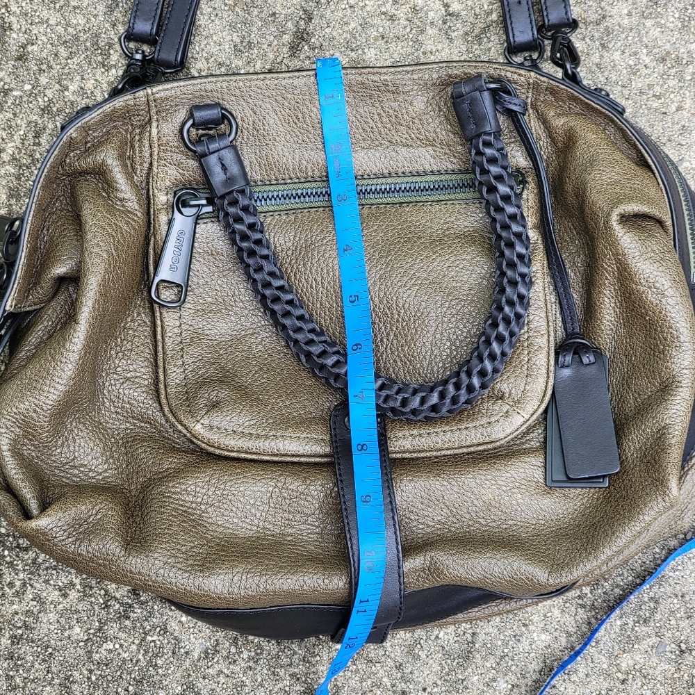 Joy Gryson Olivia Lambskin Leather Green  Espresso Handbag Purse Bag $695 - Picture 13 of 15